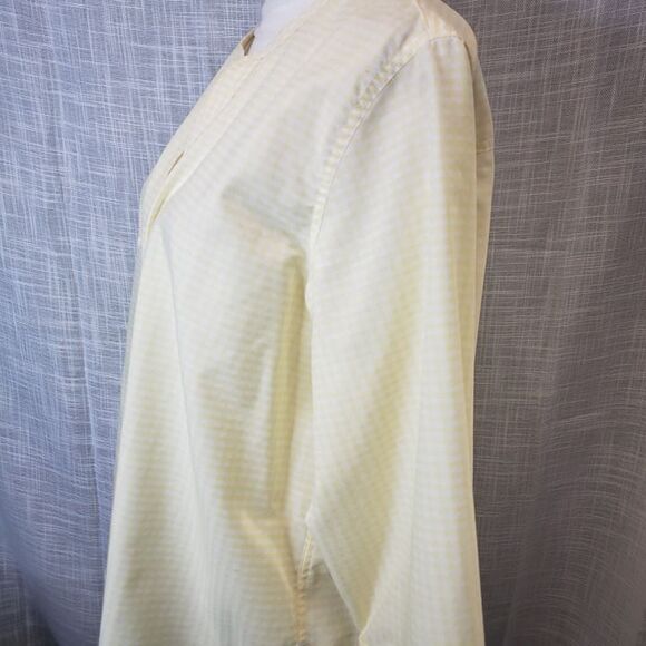 Pretty Yellow Gingham Wrinkle Free Button Front Top womens size XL Casual Blouse - Picture 3 of 6